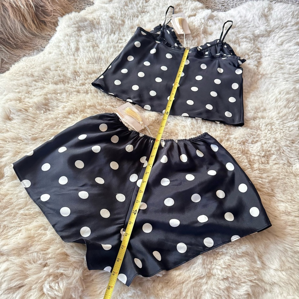 💋SOLD💋✨🌚🌚DÔEN ‘Louise & Loren’ Silk Camisole Short Set Solstice Sky Noir XS✨ - Picture 12 of 16